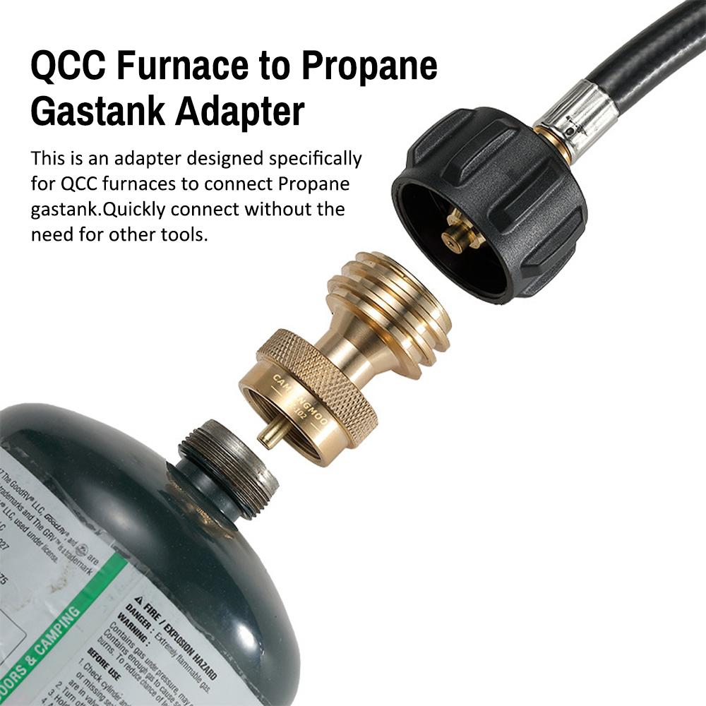 QCC Furnace To Propane Gastank Adapter Outdoor Camping Picnic Stoves Accessory Brass Connector for