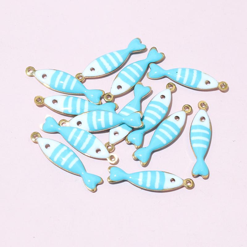 20pcs 18x5mm Stainless Steel Fish Enamel Charms Pendant Stainless Steel DIY Jewelry Making Accessories Findings 