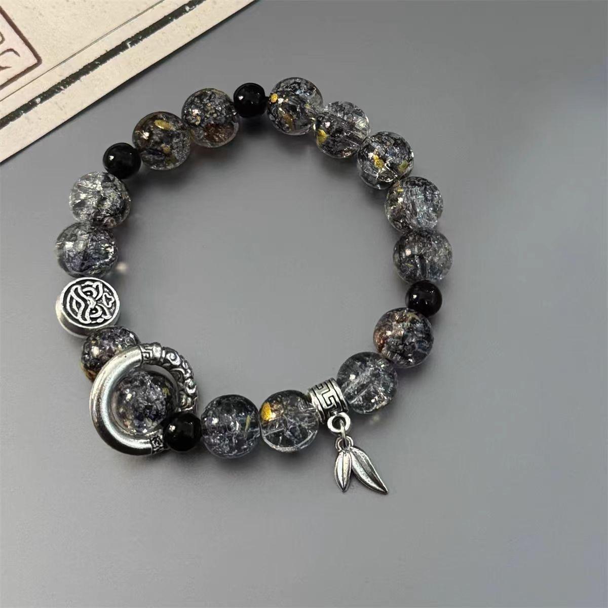 Mochuan Ancient Style Glass Beaded Handmade Women s Bracelet Niche Design Couple Bracelet Men s New Chinese Style Jewelry S581Gray