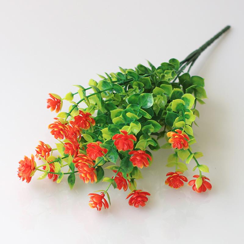 Artificial Milan Grass & Eucalyptus Money Plant with Lotus for Decorative Gardening