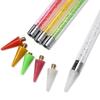 Diamond Painting Wax Picker Pen with 6 Replaceable Tips Crystal Handle Double End Rhinestone Pickup Tool for Nail Art Beads Gems DIY Crafts
