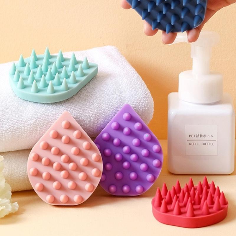 Silicone Shampoo Brush Scalp Massage Brush Wet and Dry Hair Washing Brush Water Droplets Shaped Shampoo Comb for Daily
