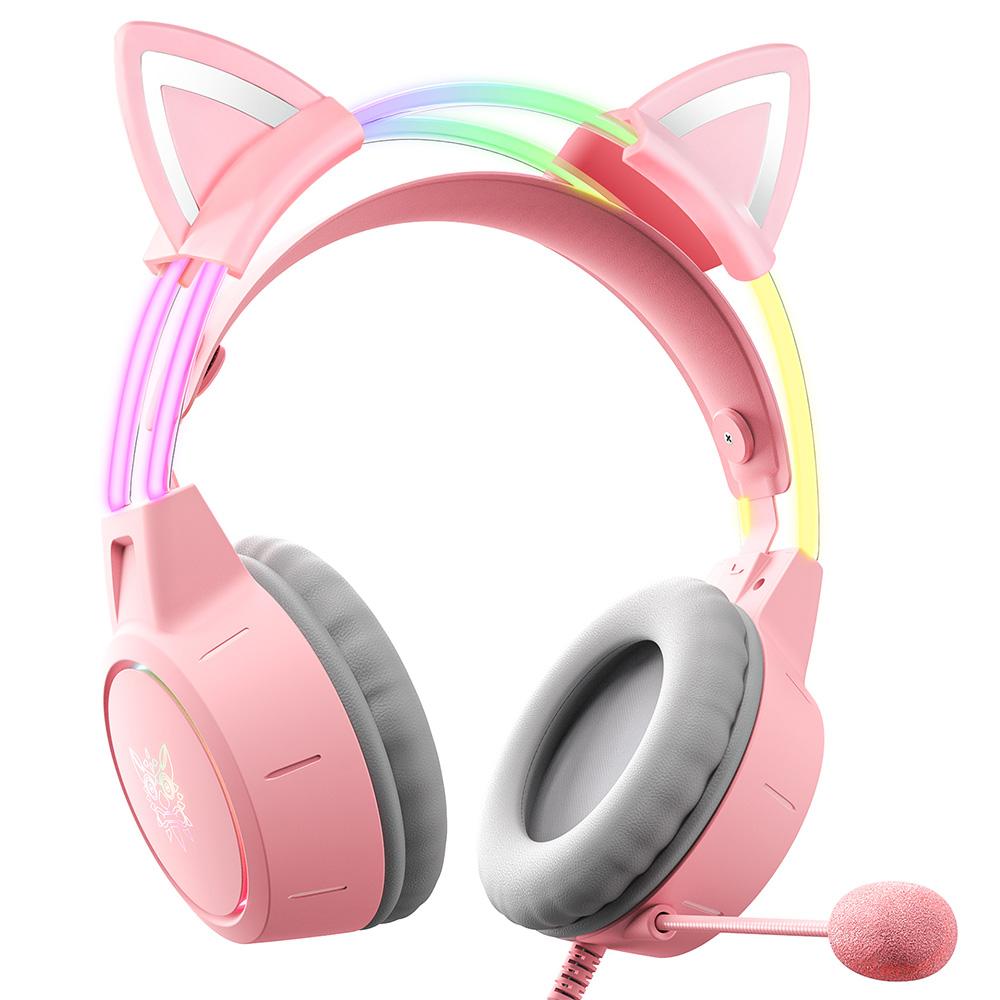 Casque Gaming Filaire ONIKUMA X15 Pro - Oreille de Chat Rose