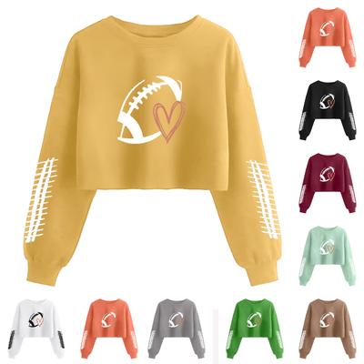 Women's Fashion Retro Printed Navel-Exposed Long Sleeve Pullover Sweatshirt