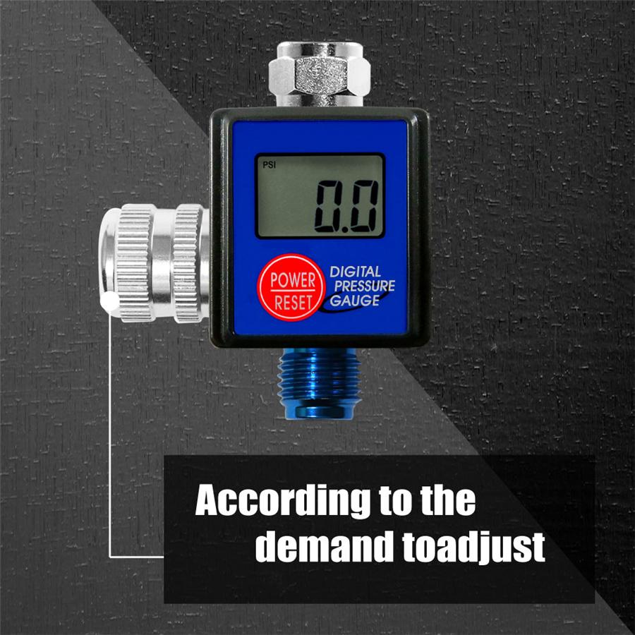 1/4" Spray Gun Digital Paint Air Pressure Regulator Gauge Water Trap Filter Tool