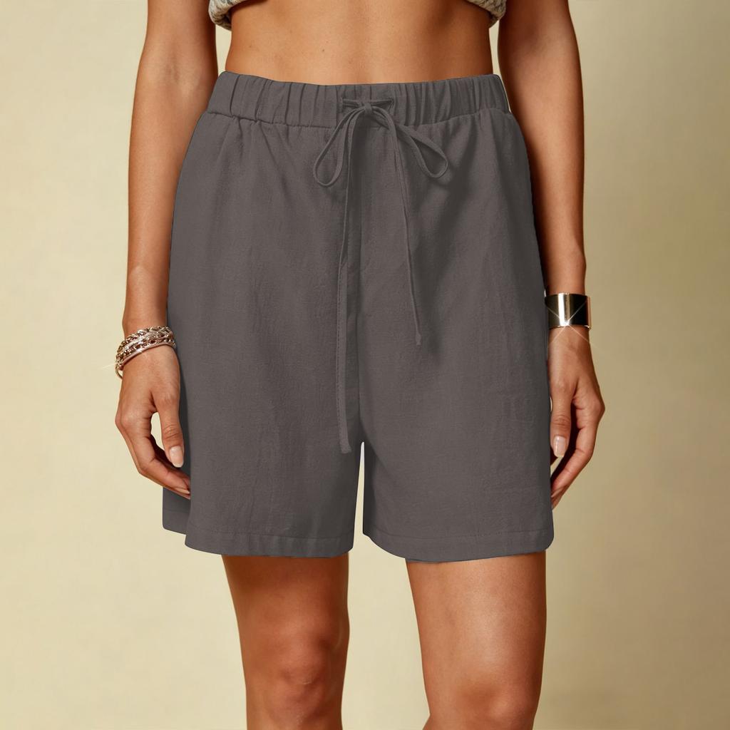 Women’s Relaxed Fit Casual Shorts with Drawstring Waist and Side Pockets for Everyday Comfort and Versatile Style