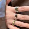 Anello Fiorito Occhio di Tigre Maillard Design di Nicchia da Donna Anello Aperto Retro per Dito Indice Anello Premium Personalità Lusso Leggero