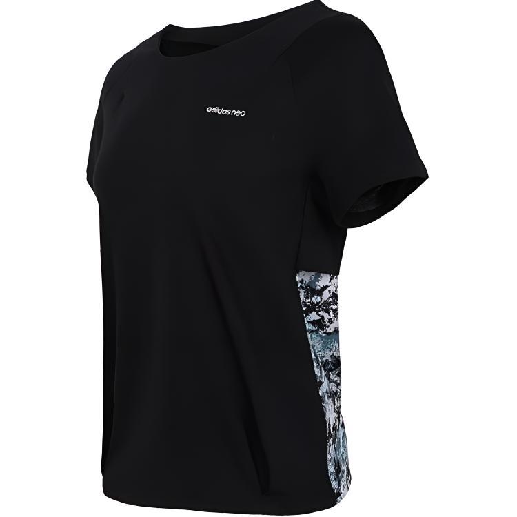 Adidas Neo W Cs Aop Back T Casual Pullover Round Neck Short Sleeve T-Shirt Women T-Shirts Black DM2112-1