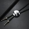 Corbata de bolo clásica para hombre Rodeos con cordón de cuero ajustable y colgante de insignia de metal esmaltado Collar de corbata occidental