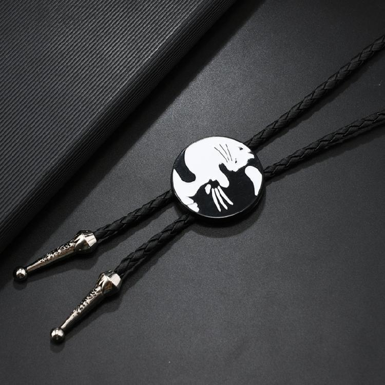 Corbata de bolo clásica para hombre Rodeos con cordón de cuero ajustable y colgante de insignia de metal esmaltado Collar de corbata occidental