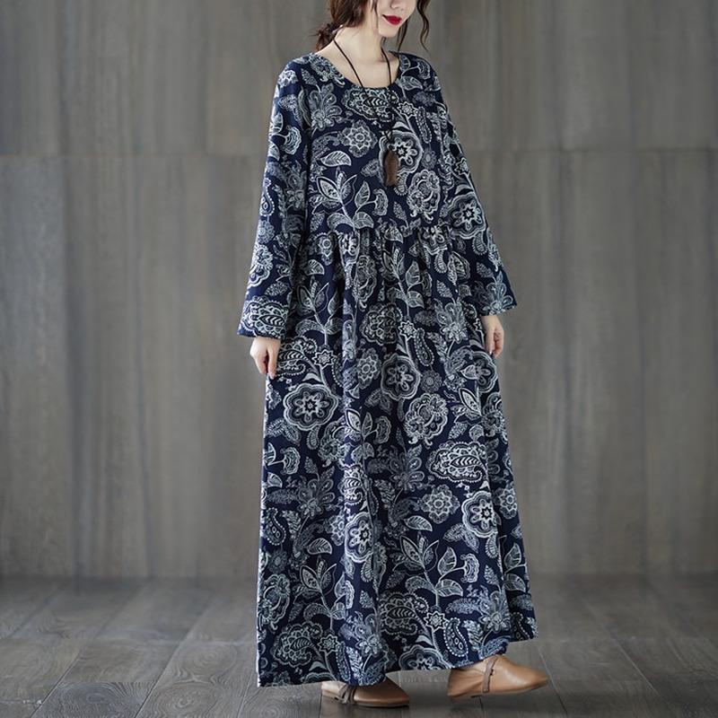 Cotton Linen Casula Dress Autumn 