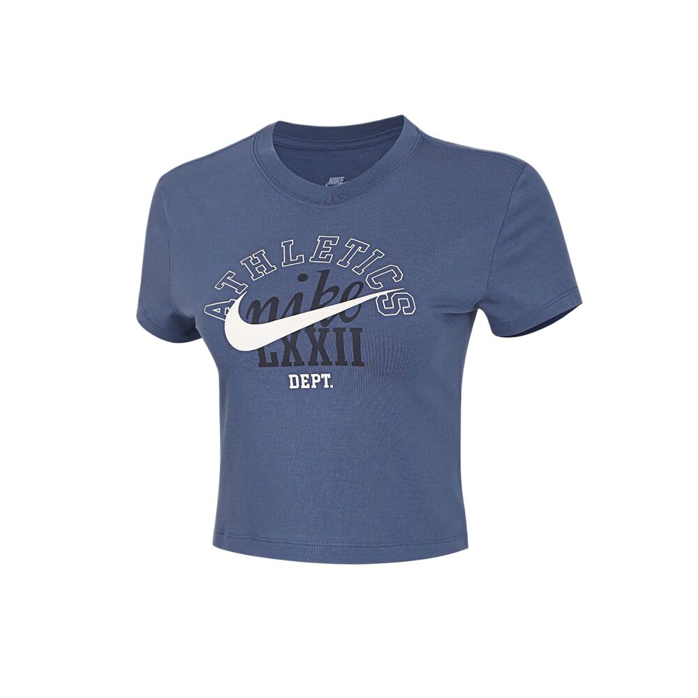 Nike T Shirts Women s Blue/White Crew Neck Moderate IR7841-461 XL