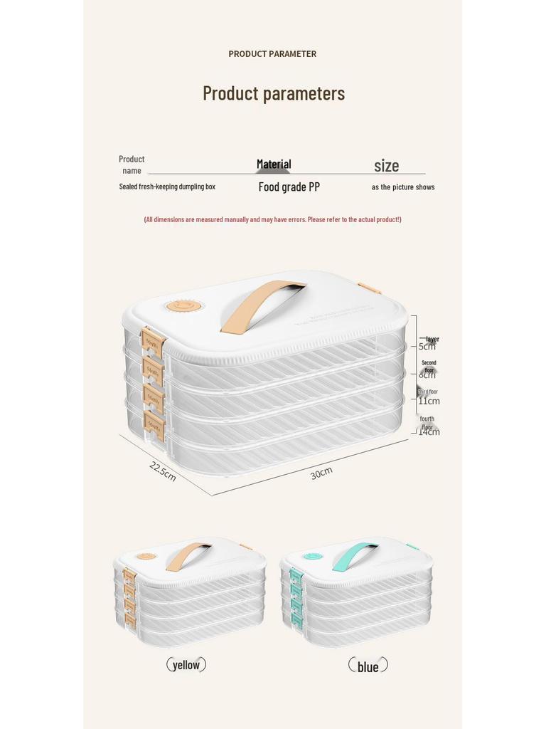 Multi-layer Transparent Dumpling Storage Box with Timer - Kitchen Food Grade Plastic