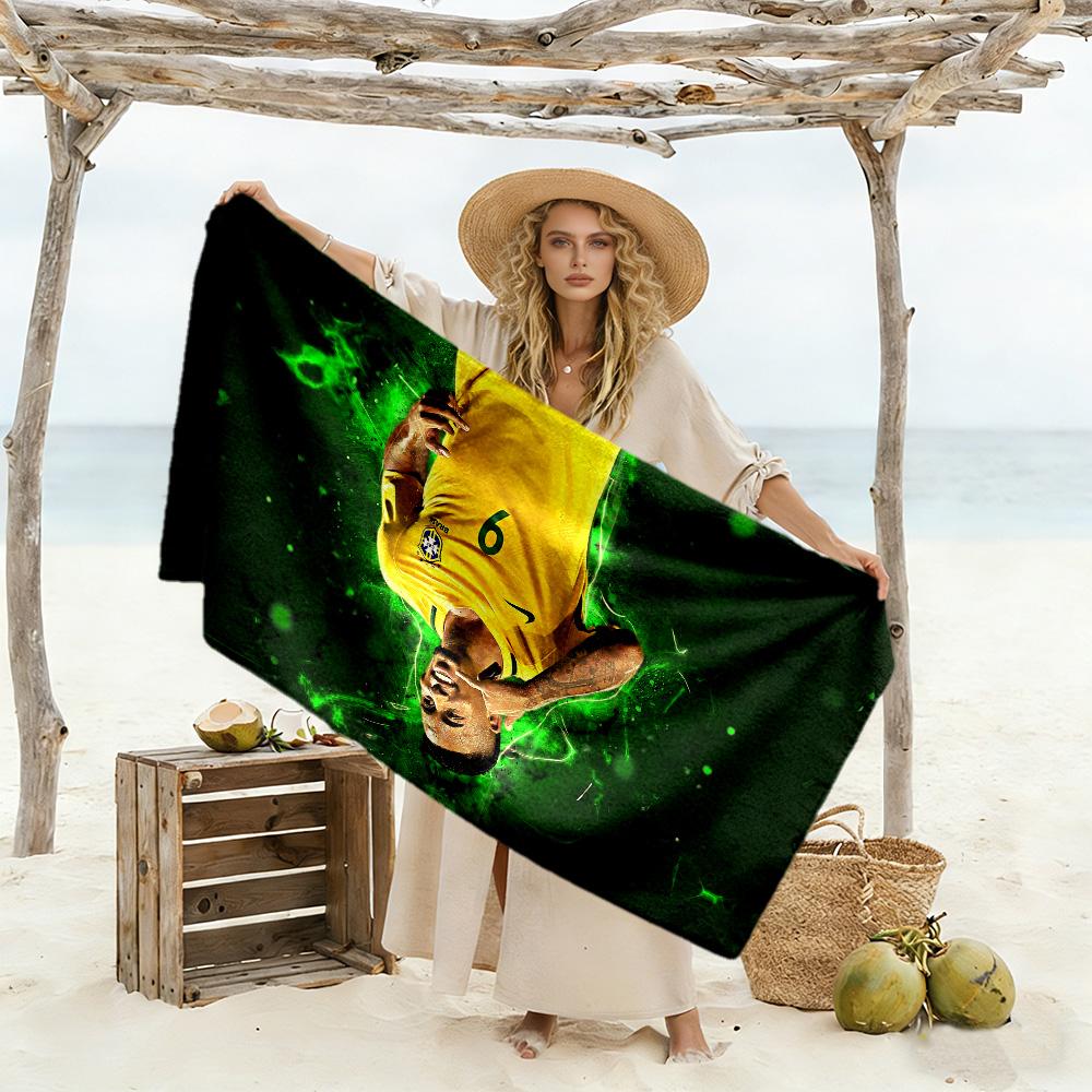 Soccer Player Action Beach Towel High Absorbency & Quick-Dry Comfortable Lightweight