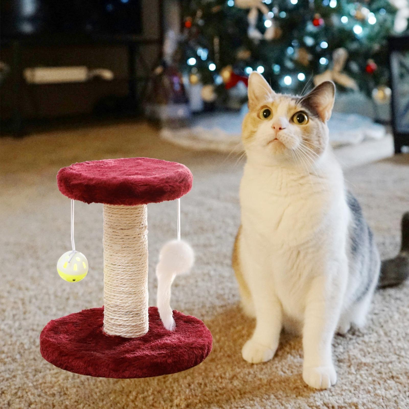 

Cat Scratch Post Sisal Cat Climbing Frame for Indoor Cats Cat Post with Ball Toy красный