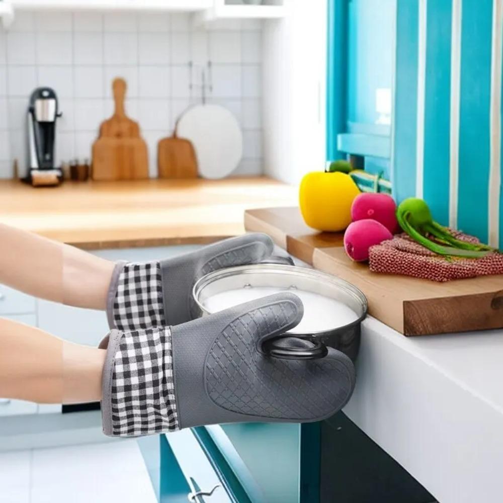 Silikonisolierte Handschuhe Einzelne Ofenhandschuhe Hochtemperaturbeständig Rutschfest Verbrühschutz für Küche Kochen Backen BBQ