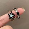 Korean Style Sweet Cool Star Spider Heart Zircon Opal Ring Trendy Open Adjustable Finger Rings For Women Punk  Jewelry