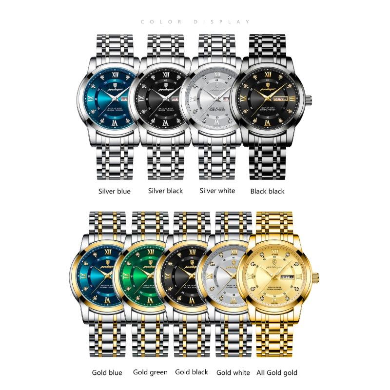 POEDAGAR Sport Casual Man Wristwatch Waterproof Stainless Steel Luminous Original Watch Date Week Quartz Watches Reloj