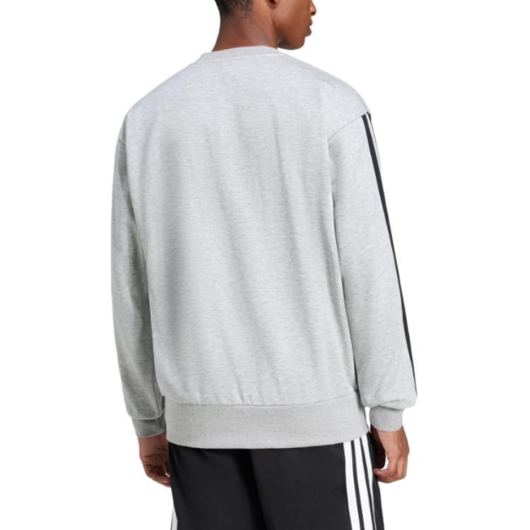 Adidas Logo Stripe Long Sleeve Sweatshirt Men Sweatshirt Medium-Gray JE6308