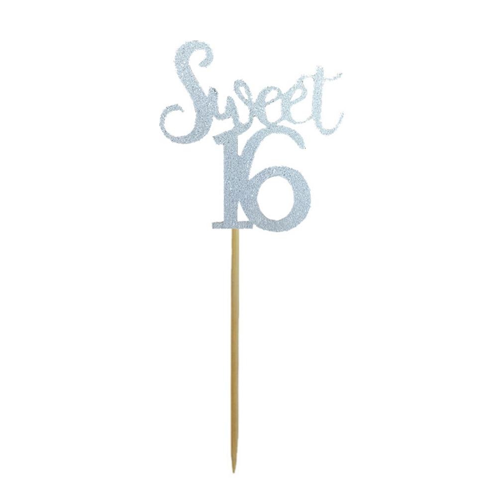 10pcs 16th Birthday Cake Topper Card Placard Photo Props Cake Decorating Supplies For Birthday Party