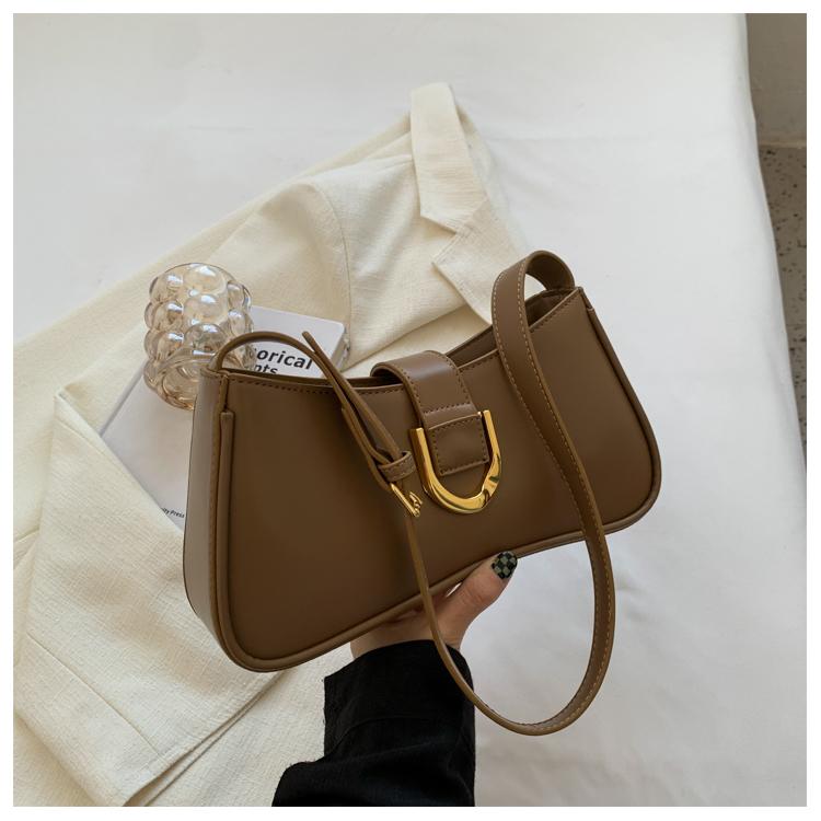 Women's PU Leather Underarm Shoulder Bag Simple Solid Color Zipper Design Crossbody Bag Lady Daily Work Handbags and Purses