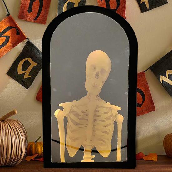 Yousheng Halloweenowe Lustro Ducha LED Nawiedzone Lustro z Hologramem Szkieletu na Halloweenowe Materiały Imprezowe Dekoracja Wewnętrzna Sypialni Kuchni