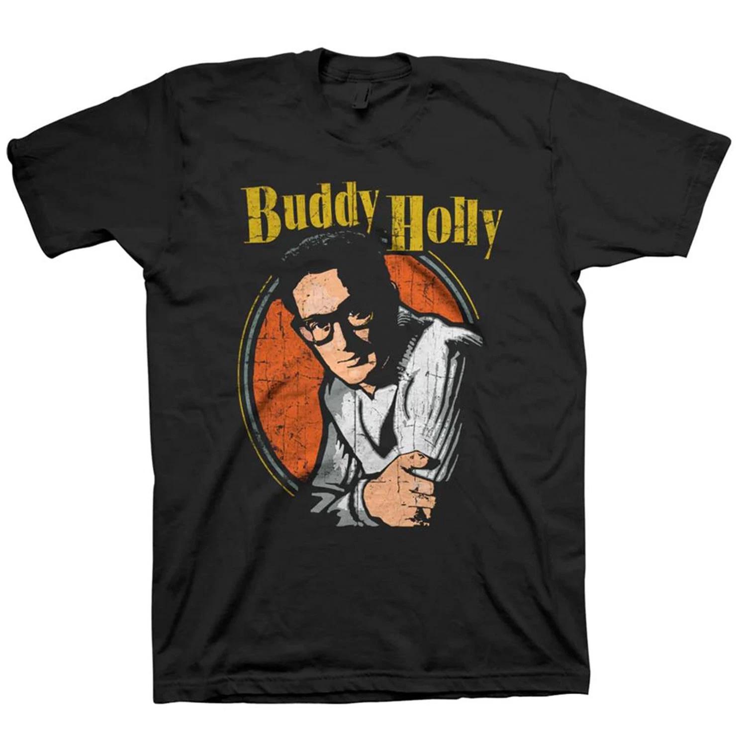 Men s Buddy Holly Portrait T-shirt XX-Large Black XL