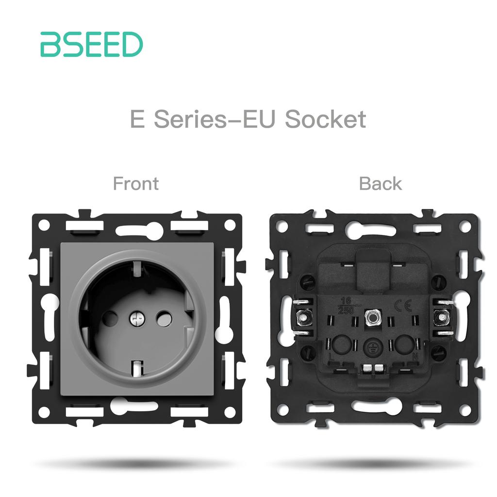 BSEED WIFI Click Switch Modules Smart Light Switch Parts White Glass Frame DIY Combination Wall Sockets USB Charge Key E-Series