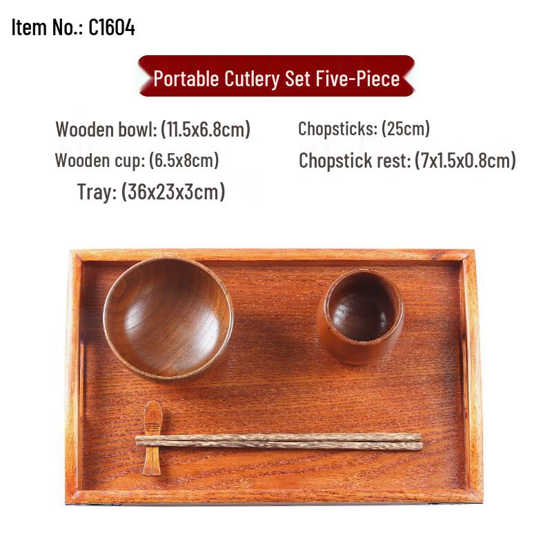 Chinese Style 5-Piece Wooden Serving Tray Set