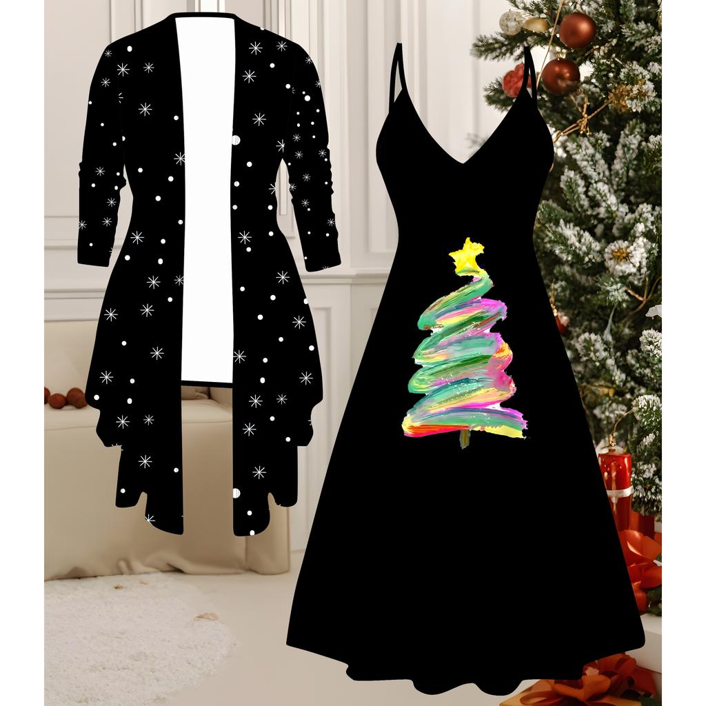 3D Christmas Printed Set Dress Coat for Valentine's Day, Eccentric Classical Totem Fashion Print,suitable for Various Scene Fashion Styles