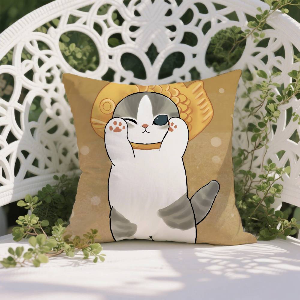 

Милый кот Мофусанд Джуно Наволочка Антипылевой клещ Наволочка Невидимая молния Шелковистый короткий плюш Чехол для диванной подушки 12x12Inch