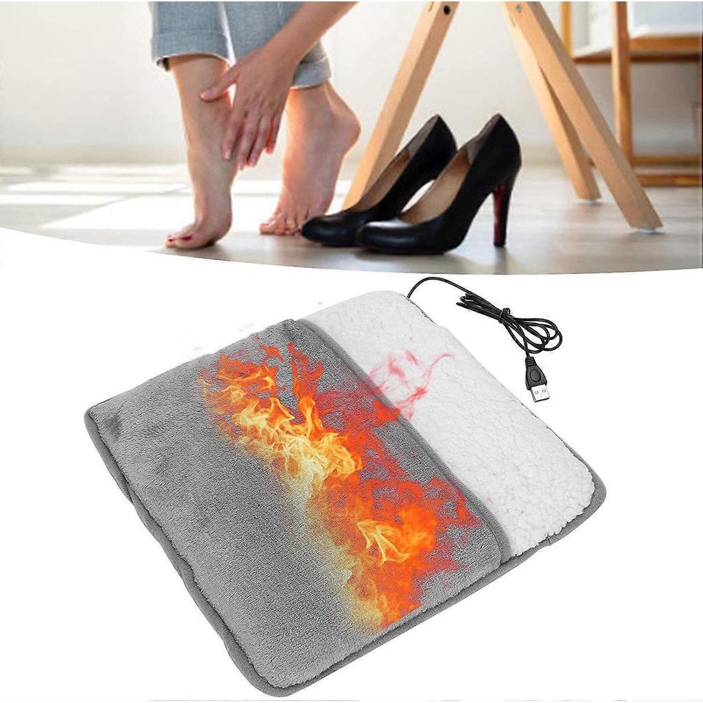 USB Foot Warmer Soft Pad Winter Warm Feet Foot Heating Pad Electric Foot Warmer Heating Pad for Office Gray
