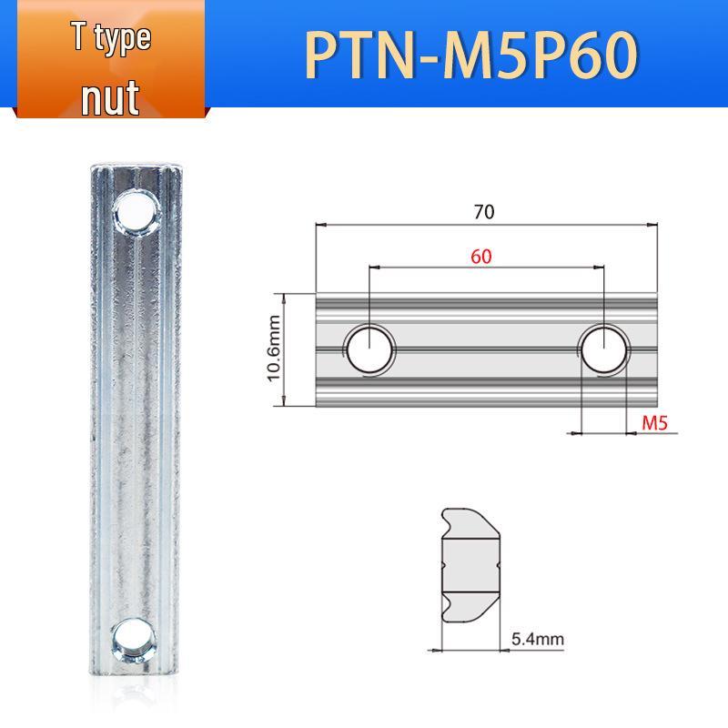 Leidun Euro Standard Aluminum Profile T-Nut Slider PTN-M4-M6, High Wear Resistance.