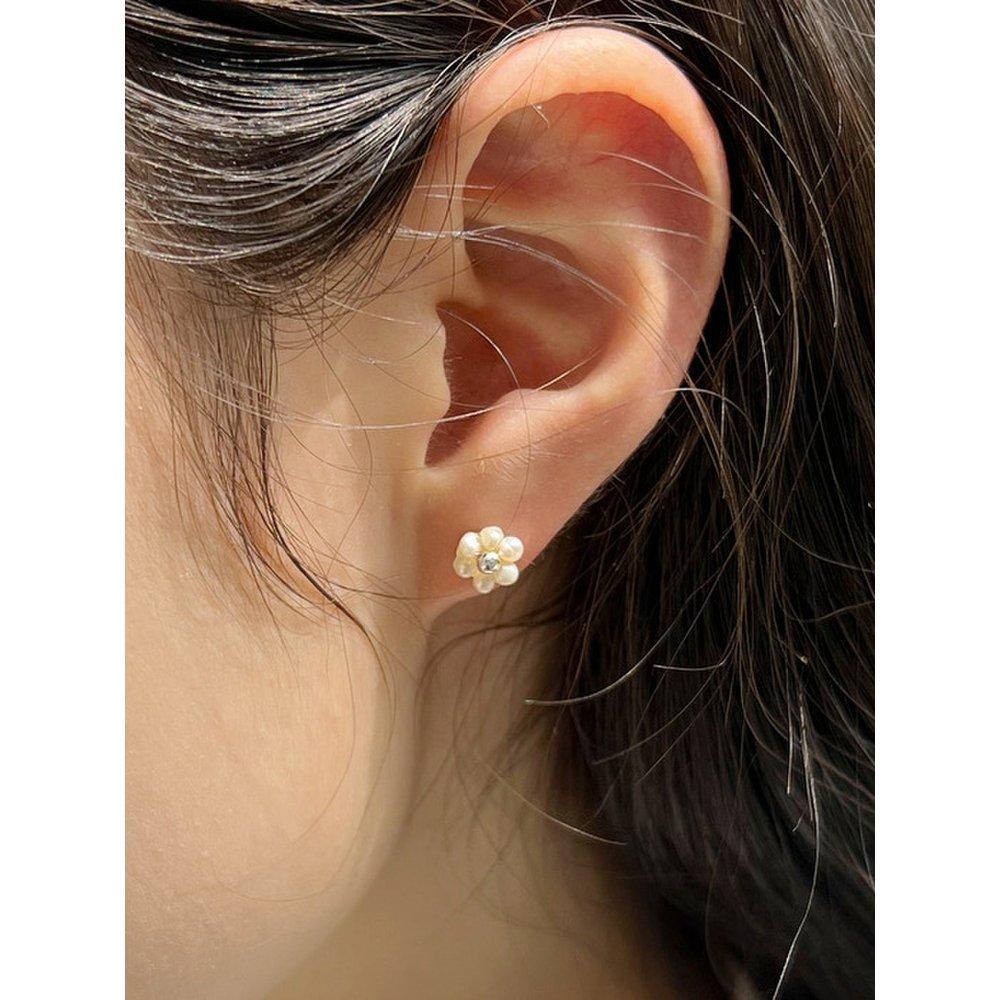Silver 925 Pearl Flower Earrings
