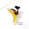 Creative Kung Fu Character Brooch - Dripping Oil Alloy Pendant for School Bags & Accessories