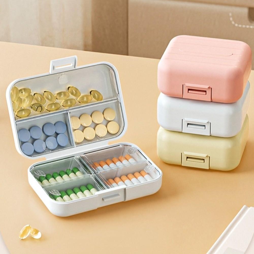 Double-Sealed Mini Pill Box Moisture Proof 7 Grids Medicine Storage Case Week Long Day Divided Double Sealed Portable Container