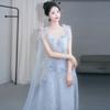 Evening Dress Fairy Suspender Host Birthday Banquet Bar Mitzvah Blue Fluffy Yarn Annual Meeting Dress High Sense
