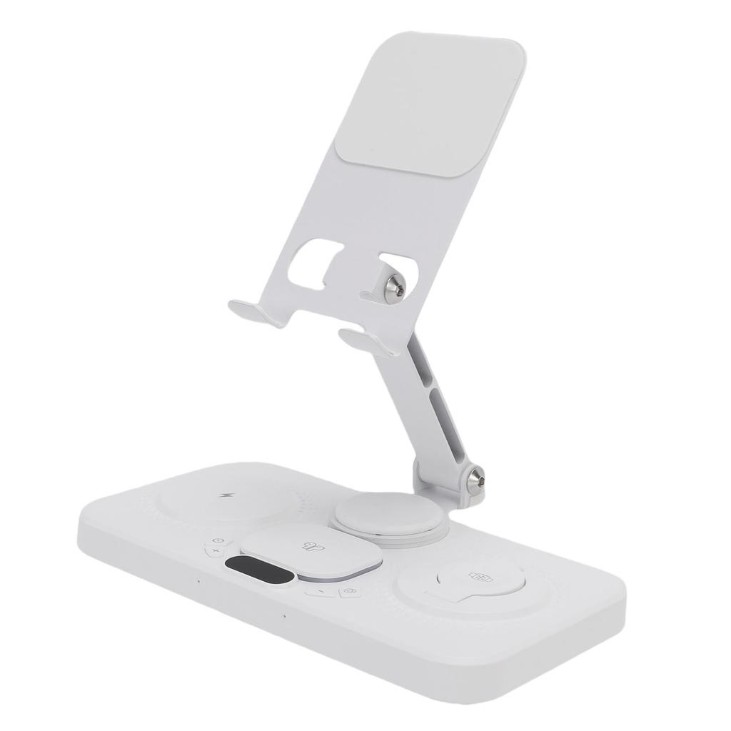 6 In 1 Wireless   for   Device with Alarm Clock and 6 Color Ambient Light 15W Foldable Wired Charging Station