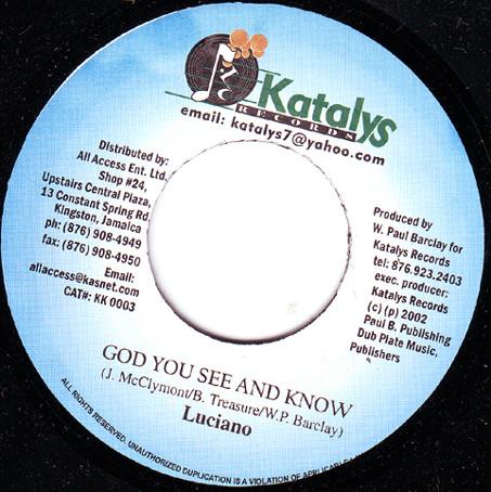 

7inch Record LUCIANO God You See And Know KK0003 2002 Jamaica Reggae Ska Dub Used