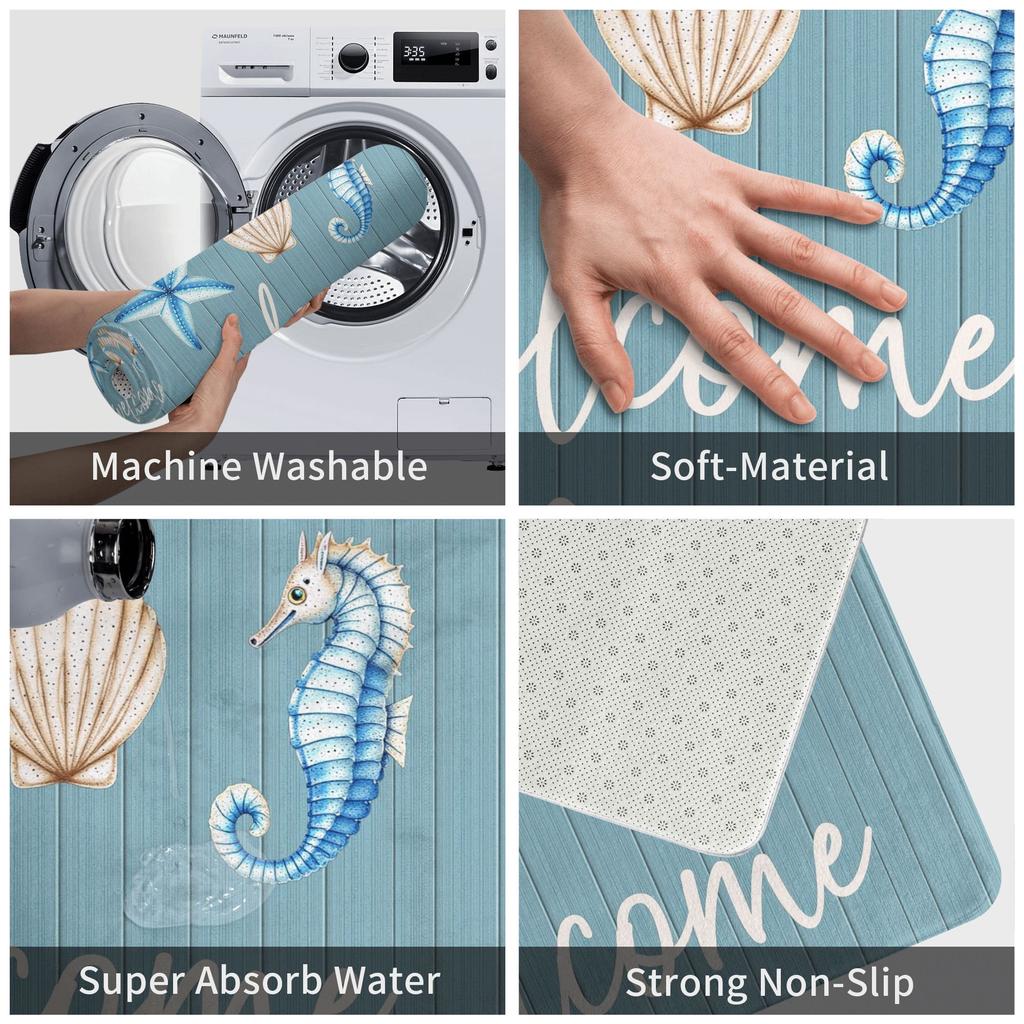 Ocean Welcome Doormat Mat Anti-Slip Kitchen Bath Toilet Rug Carpet 40*60cm