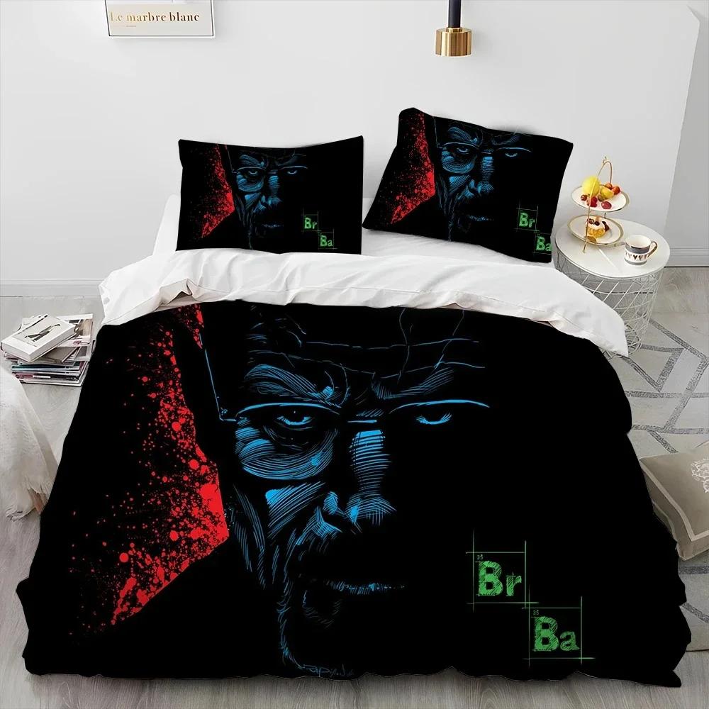 

3D Breaking Bad Walter Hartwell Comforter Bedding SetDuvet Cover Bed Set Quilt Cover PillowcaseKing Queen Size Bedding Set Kid AU Single(140*210cm)3pcs