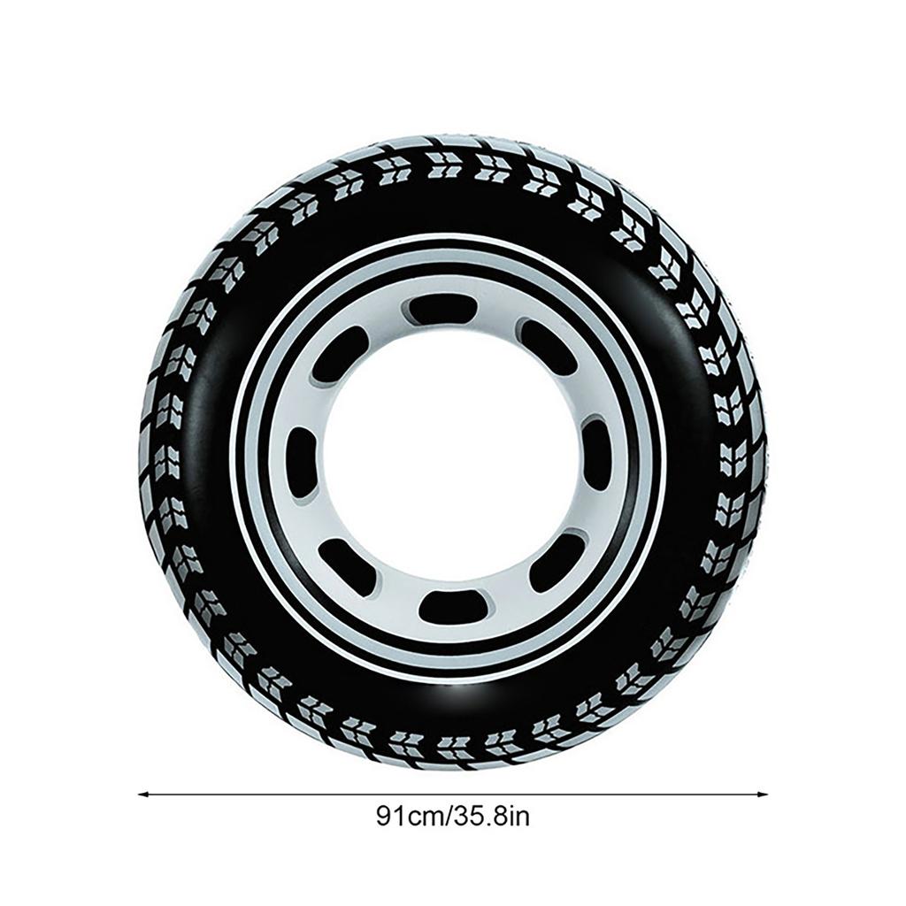 Inflatable Giant Tire Swim Ring Side Radial Pattern Inflatable Swimming Circle for Over 9 Years Old