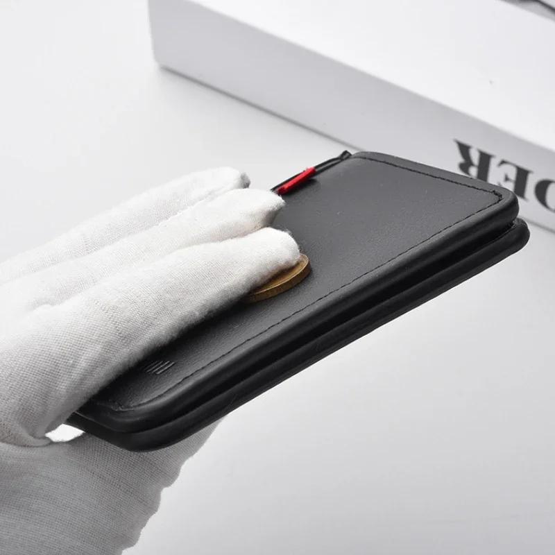 1Pc  Ultra-thin Mini Soft PU Leather Credit Card Wallet Holder Short Vertical  Men's Small Short Wallets Purse