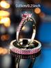 Kristall Damen Rose Rot Zirkon Ring Set Mode Vintage Gold Farbe Braut Hochzeit Verlobung Für Frauen