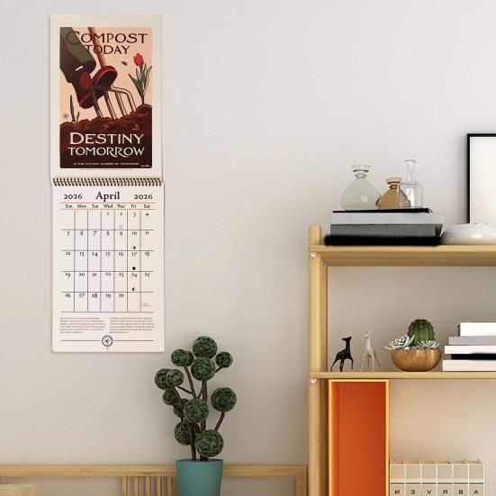 2026 Wall Calendar Jan 2026 - Dec 2026 12 Monthly Planner Spiral-Bound Wall Hanging Calendar for Home Office Kitchen Decor