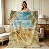 Soft Flannel Blanket with Coastal Beach Seascape Print All Season Warm Throw Blanket for Couch Bed Living Room Office Outdoor Relaxation