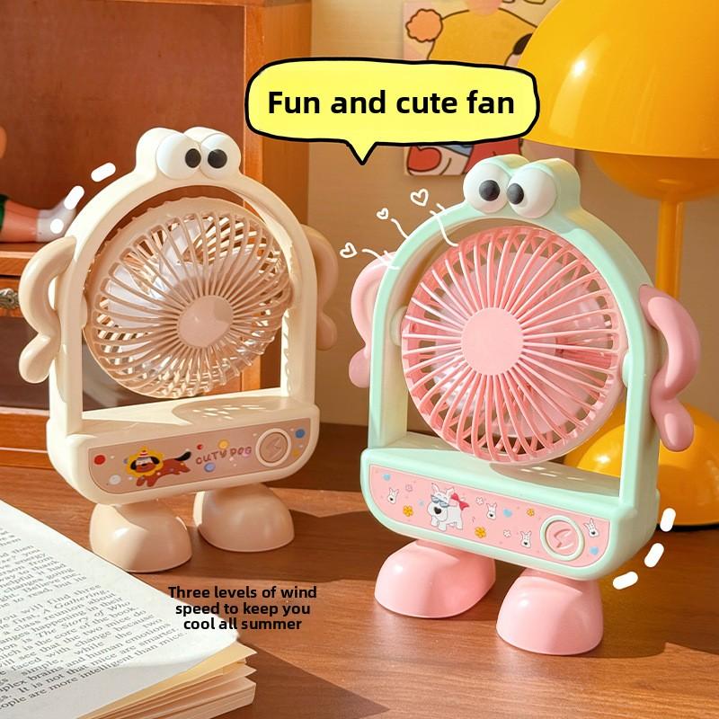 Creative Cartoon High-quality Appearance Portable Desktop Electric Fan with Adjustable Angle, Three-speed Setting, Strong Wind, USB Charging Fan