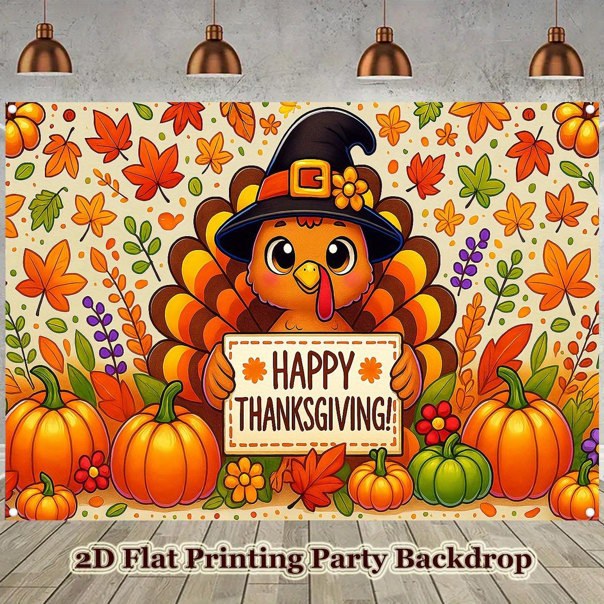 1 piece, Thanksgiving turkey sign, 2D flat, funny turkey element banner background 150X100