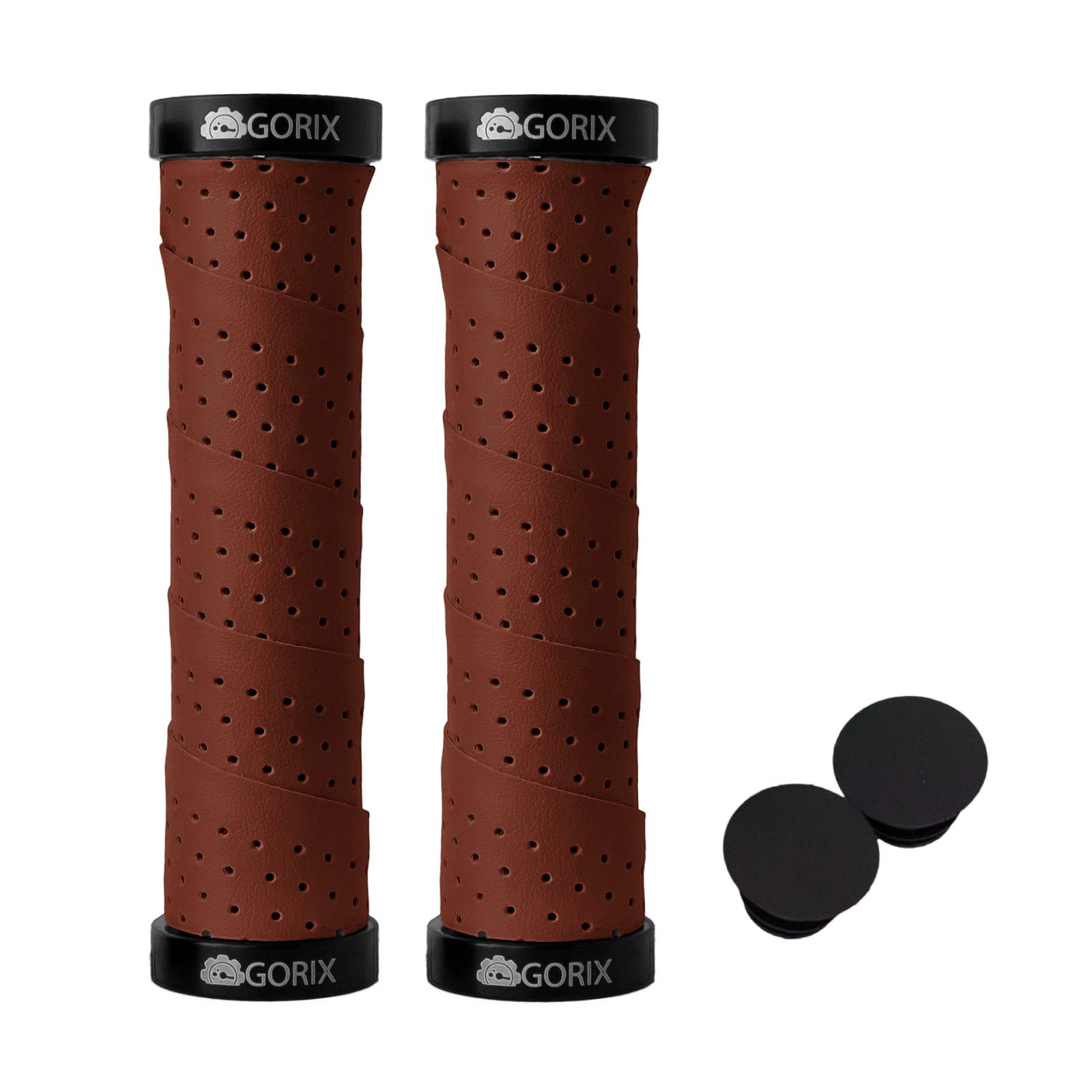 

GORIX Bicycle Bar Tape with Double Fixation with Cross and Brown Grips, Shock-Absorbing Lock-On [Compatible Bikes, MTBs, More] (GX-GP070)