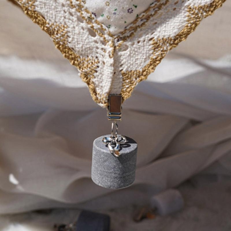 Stainless Steel Tablecloth Clamps With Natural Marble Stone Textured Elegant Cylinder Design For Modern Dining Tables